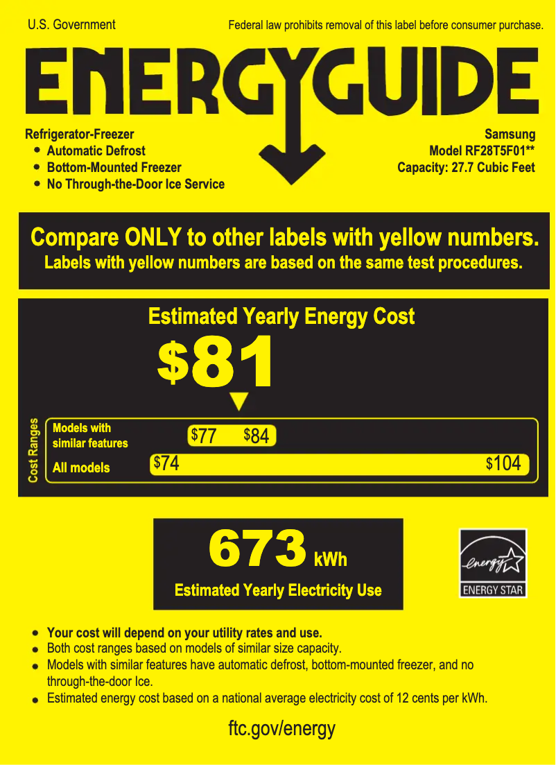 Página 1 del manual Etiqueta energética Samsung RF28T5F01SR