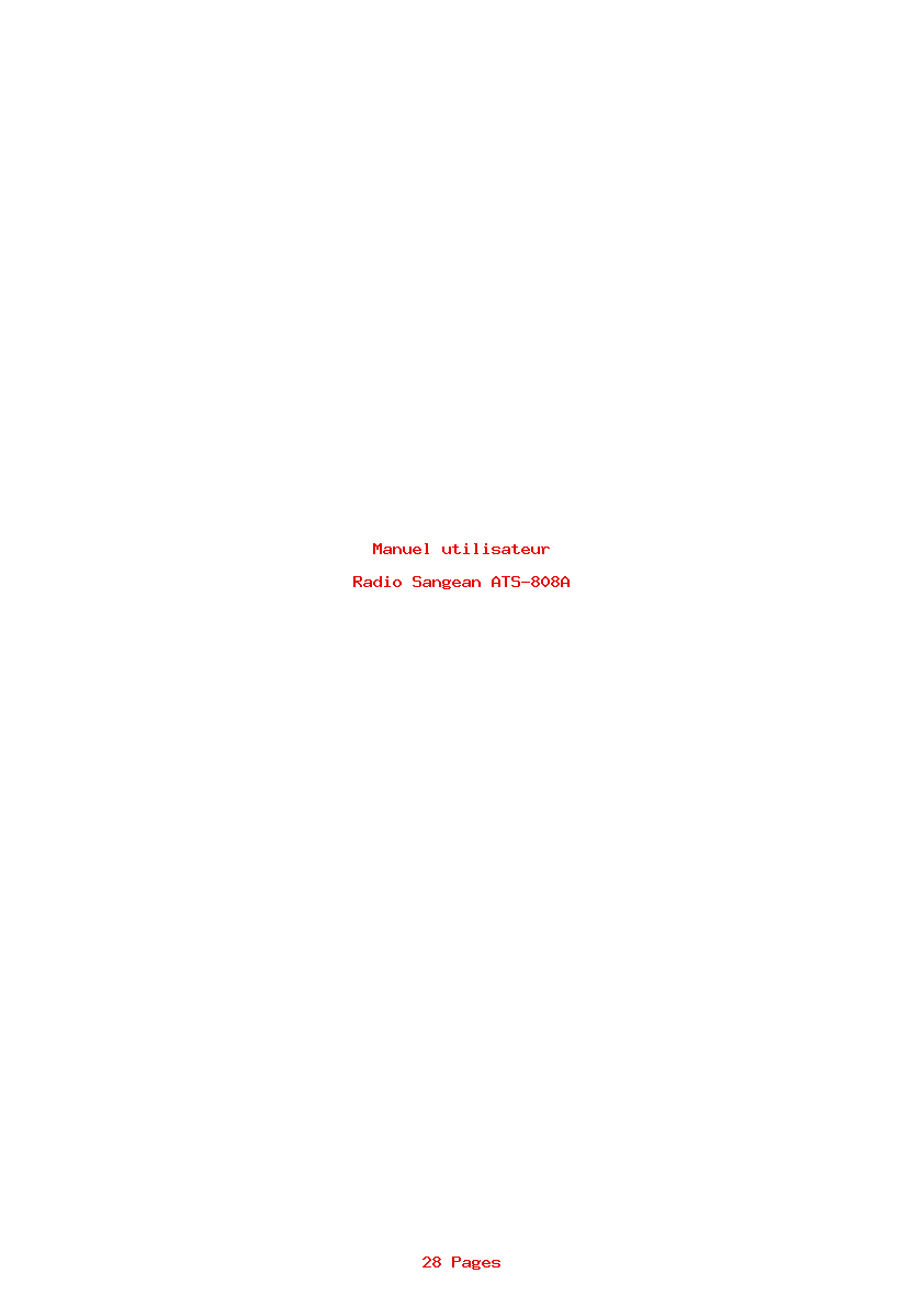 Page 1 de la notice Manuel utilisateur Sangean ATS-808A