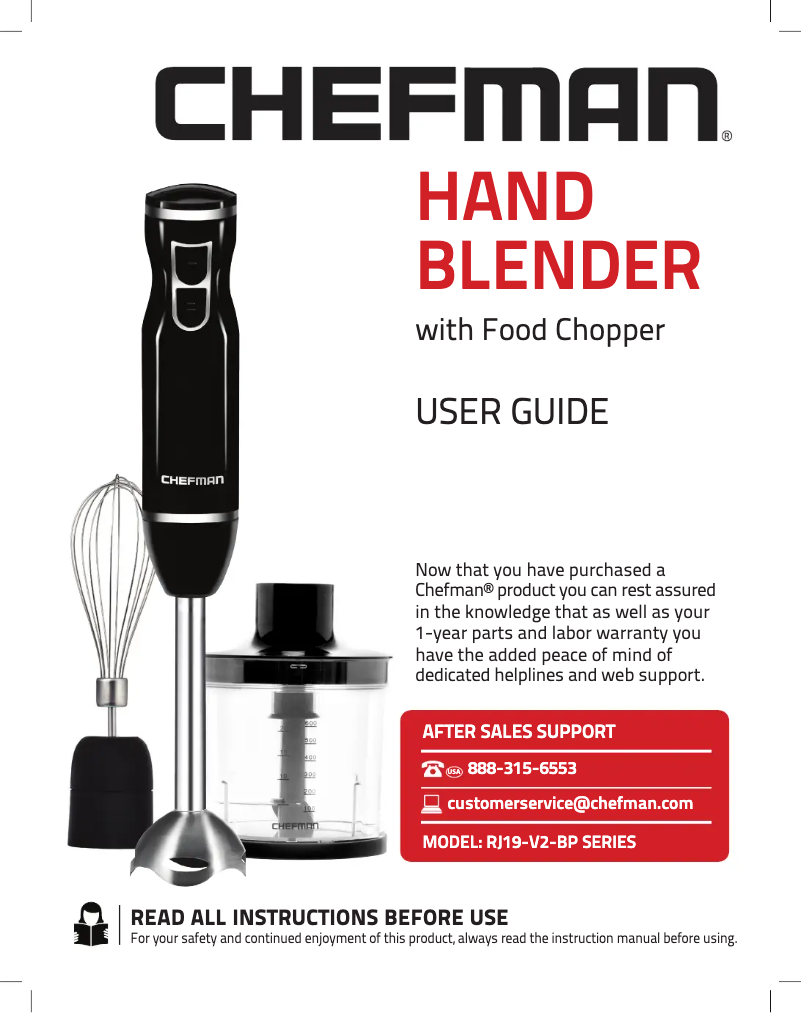 Page 1 de la notice Manuel utilisateur Chefman RJ19-V2-BP