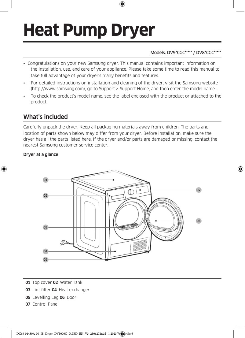 Página 1 del manual Manual de usuario Samsung DV90CGC0A0AB