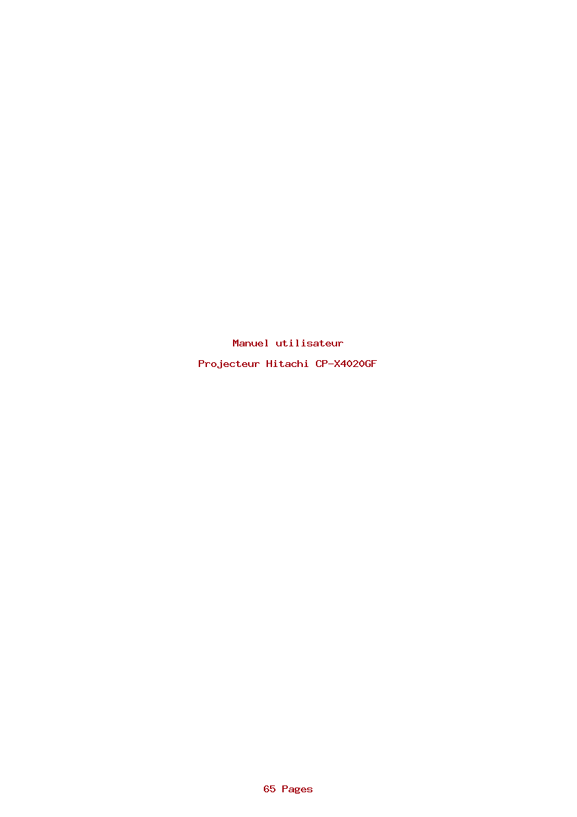 Page 1 de la notice Manuel utilisateur Hitachi CP-X4020GF