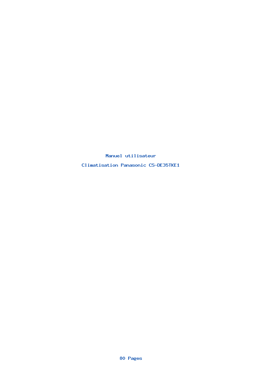 Page 1 de la notice Manuel utilisateur Panasonic CS-DE35TKE1