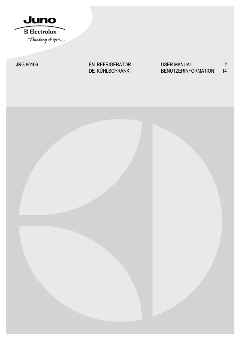 Page 1 de la notice Manuel utilisateur Juno Electrolux JRG90106