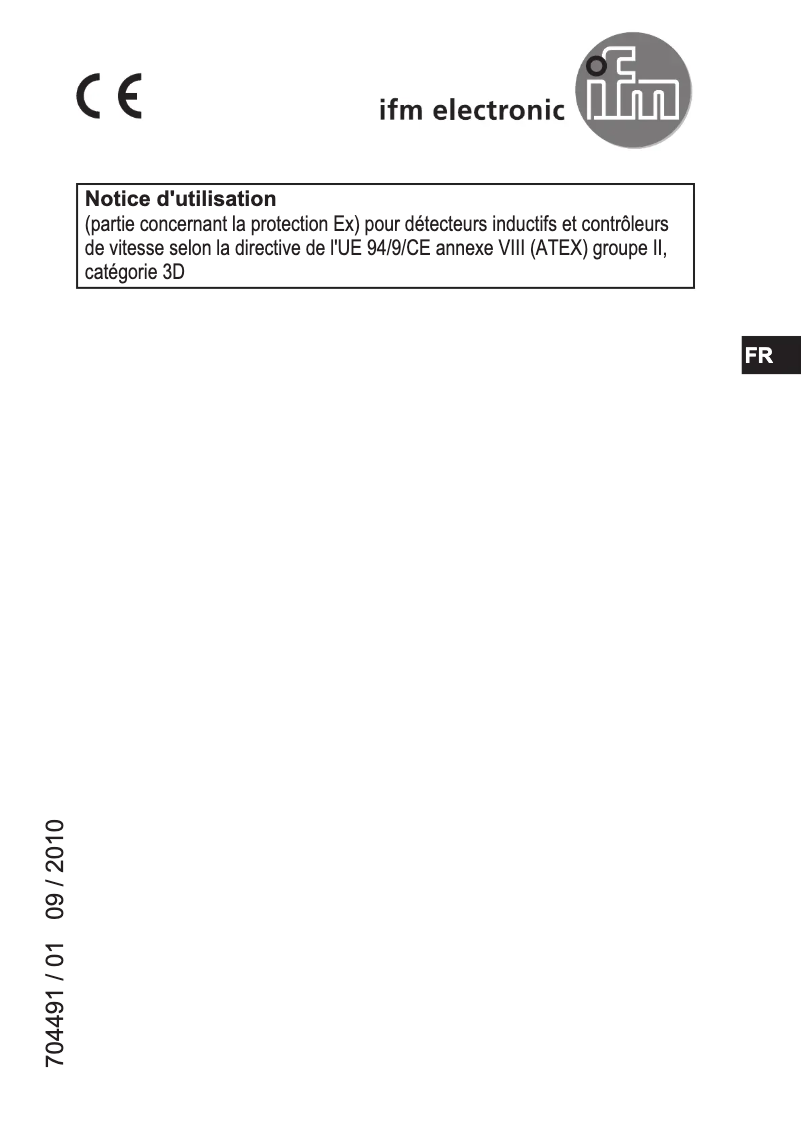 Page 1 de la notice Manuel utilisateur IFM IM502A