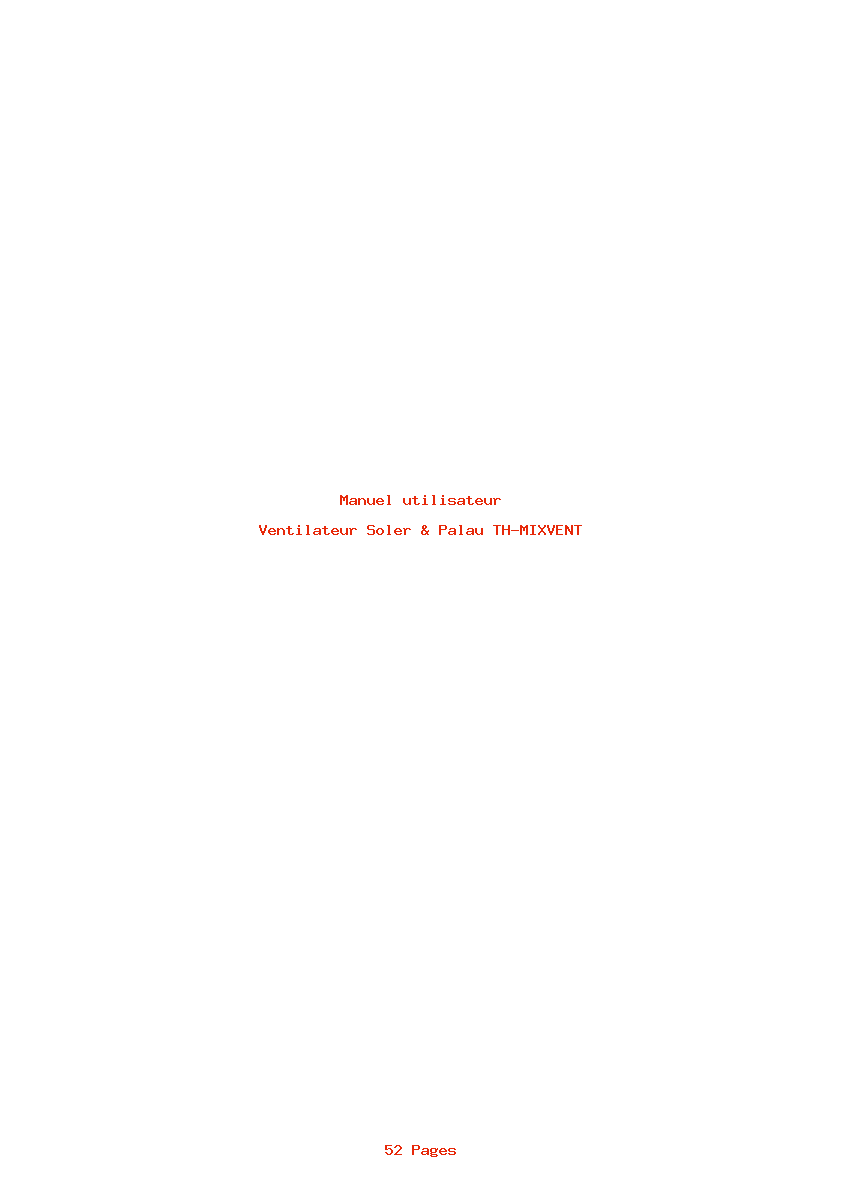 Page 1 de la notice Manuel utilisateur Soler & Palau TH-MIXVENT