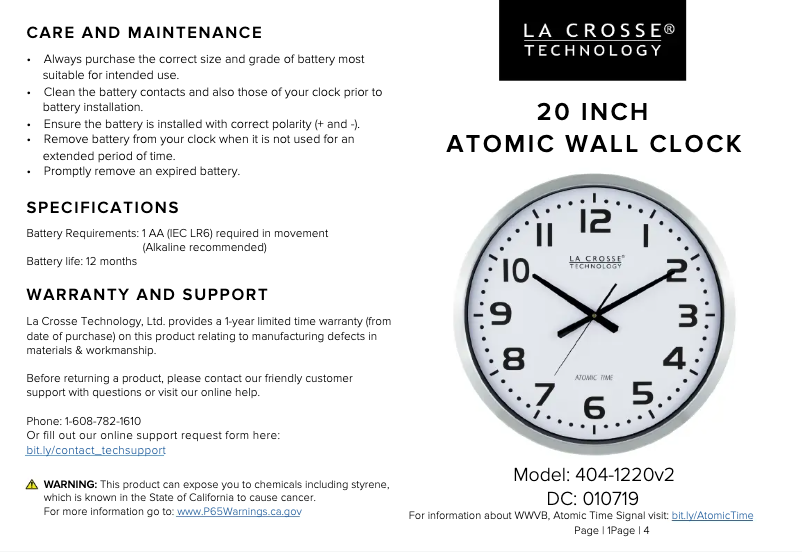 Página 1 del manual Manual de usuario La Crosse Technology 404-1220V2