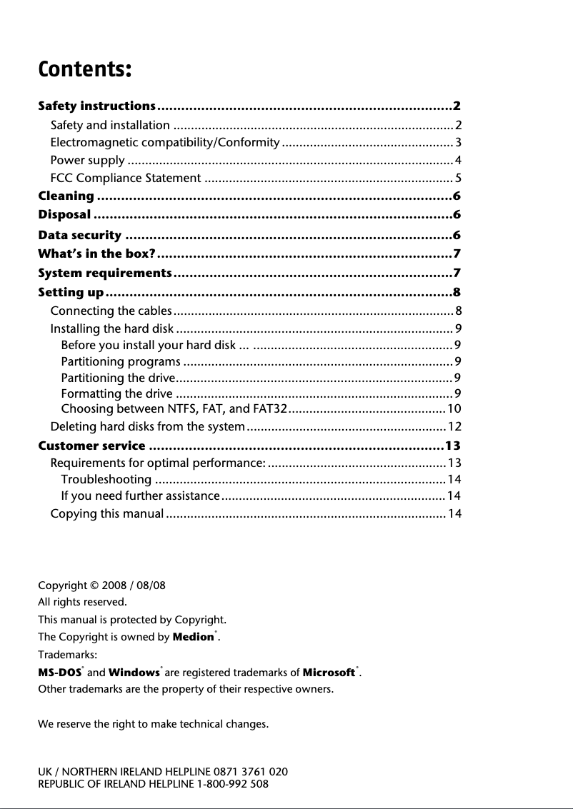 Page 1 de la notice Manuel utilisateur Medion P83730 (MD 90105)