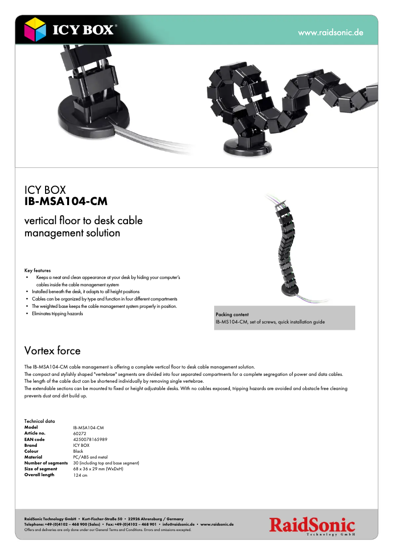 Page 1 de la notice Fiche technique Icy Box IB-MSA104-CM