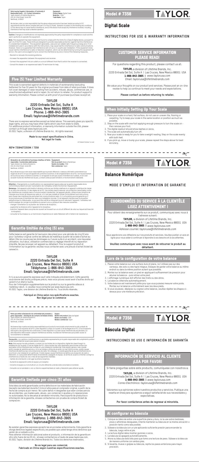 Page 1 de la notice Manuel utilisateur Taylor 735840133GW