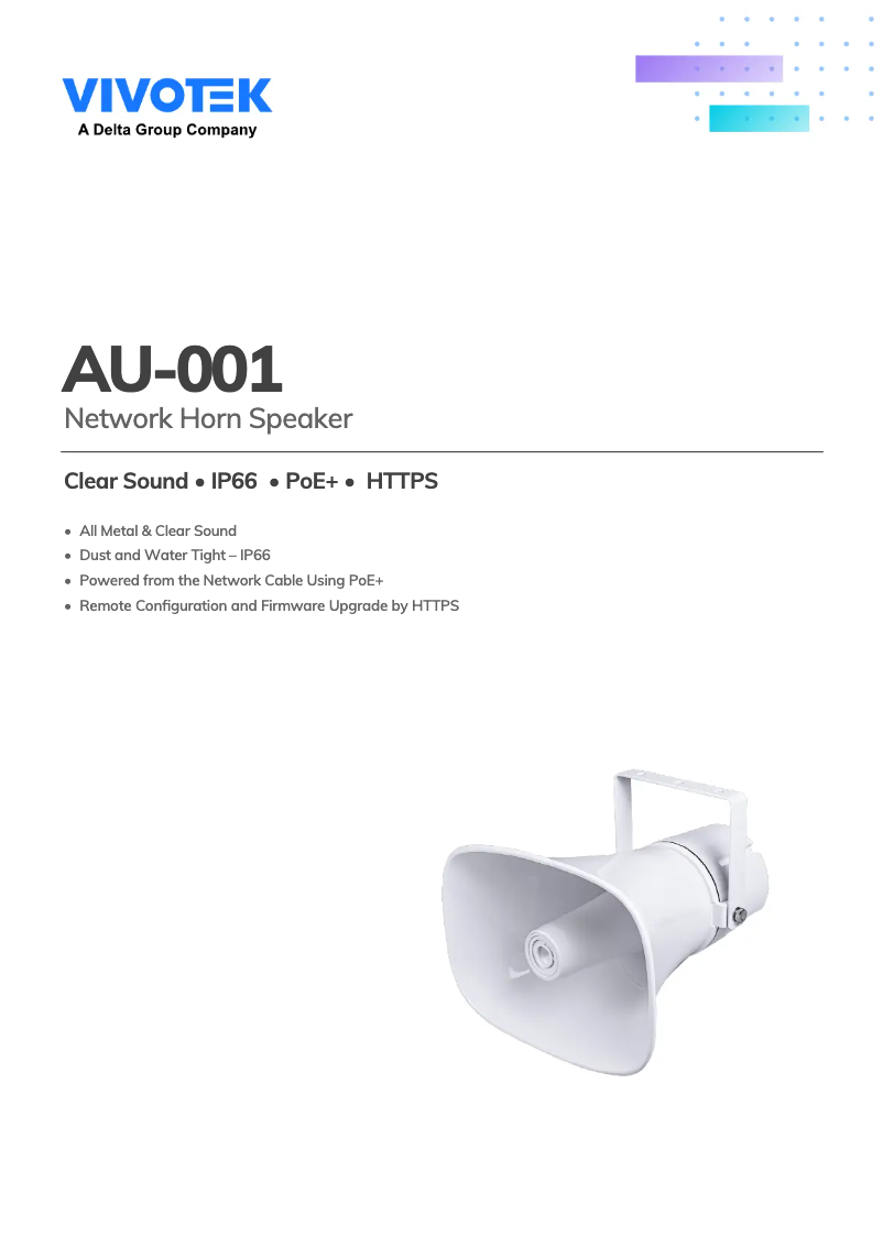 Page 1 de la notice Manuel utilisateur Vivotek AU-001