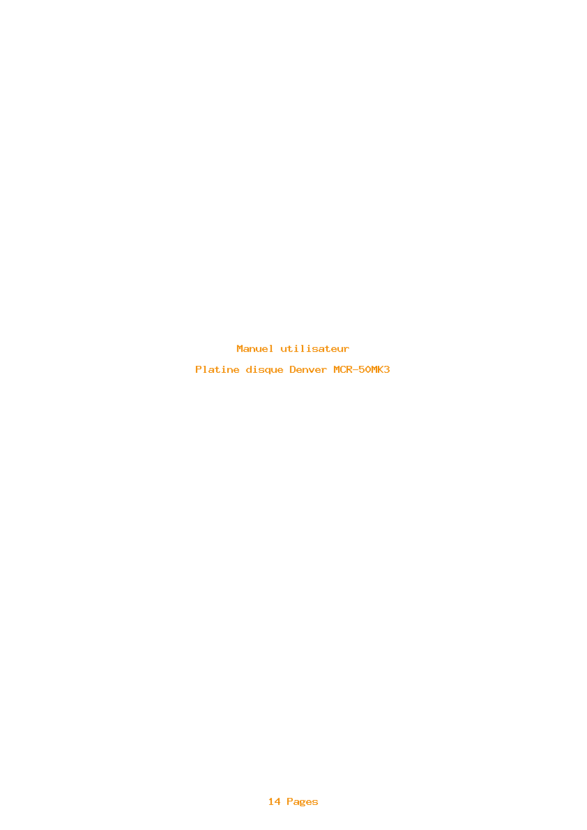 Page 1 de la notice Manuel utilisateur Denver MCR-50MK3