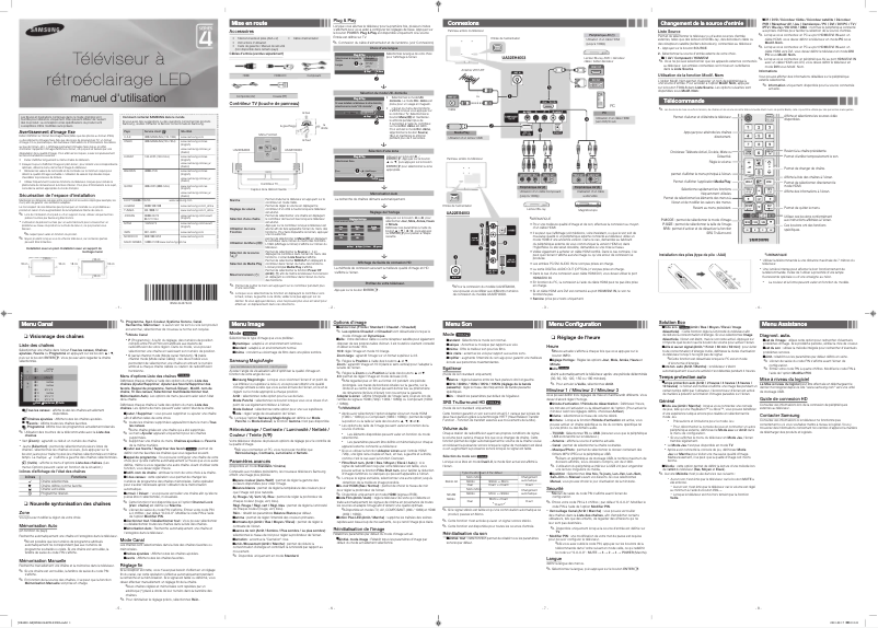 Page 1 de la notice Manuel utilisateur Samsung UA32EH4003R