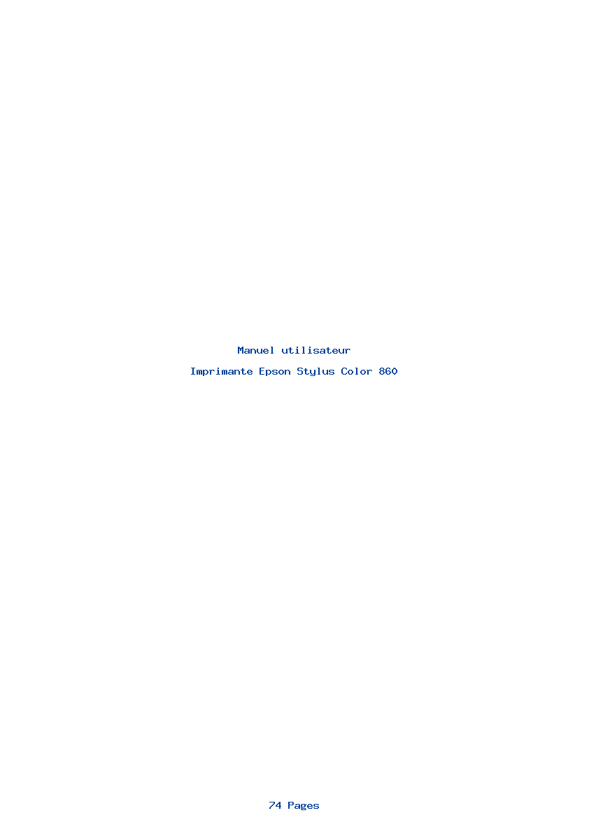 Page 1 de la notice Manuel utilisateur Epson Stylus Color 860