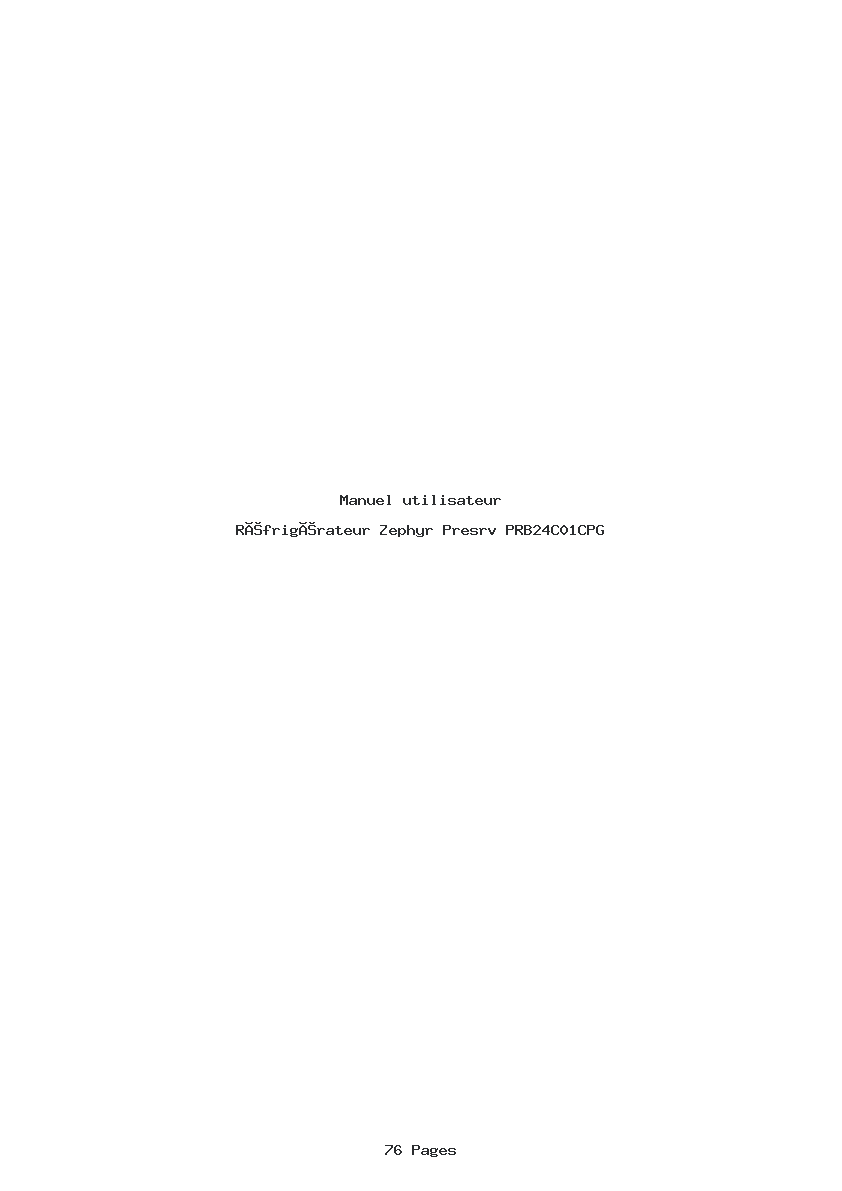 Page 1 de la notice Manuel utilisateur Zephyr Presrv PRB24C01CPG