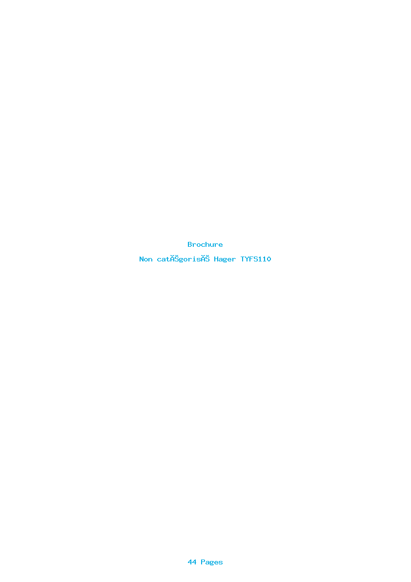 Page 1 de la notice Brochure Hager TYFS110