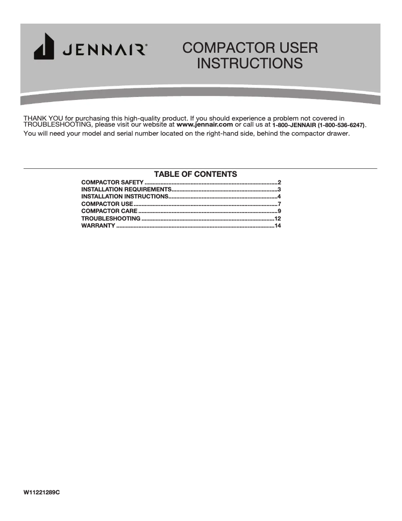 Page 1 de la notice Manuel utilisateur JennAir JKTPX151HM