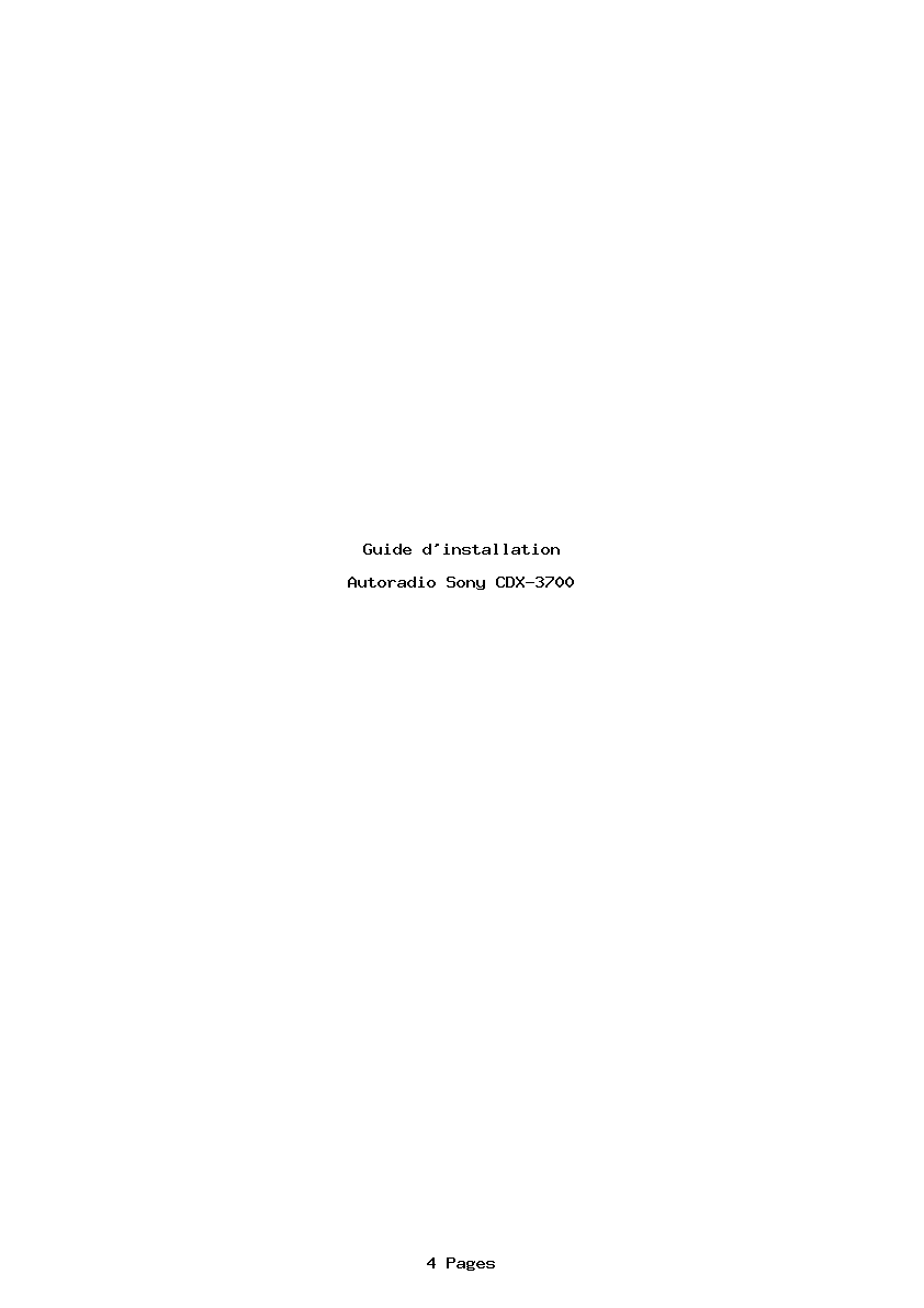 Page 1 de la notice Guide d'installation Sony CDX-3700