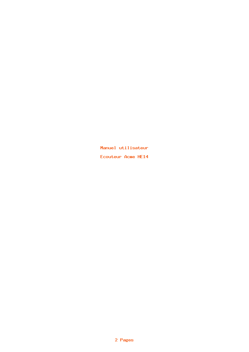 Page 1 de la notice Manuel utilisateur Acme HE14