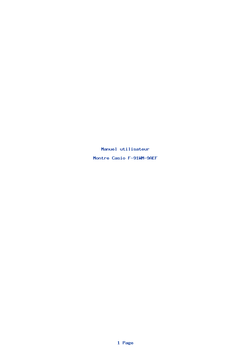 Page 1 de la notice Manuel utilisateur Casio F-91WM-9AEF