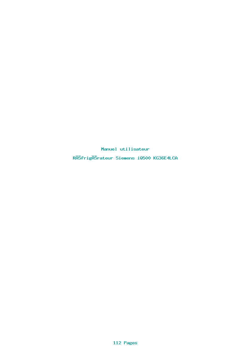 Page 1 de la notice Manuel utilisateur Siemens iQ500 KG36E4LCA