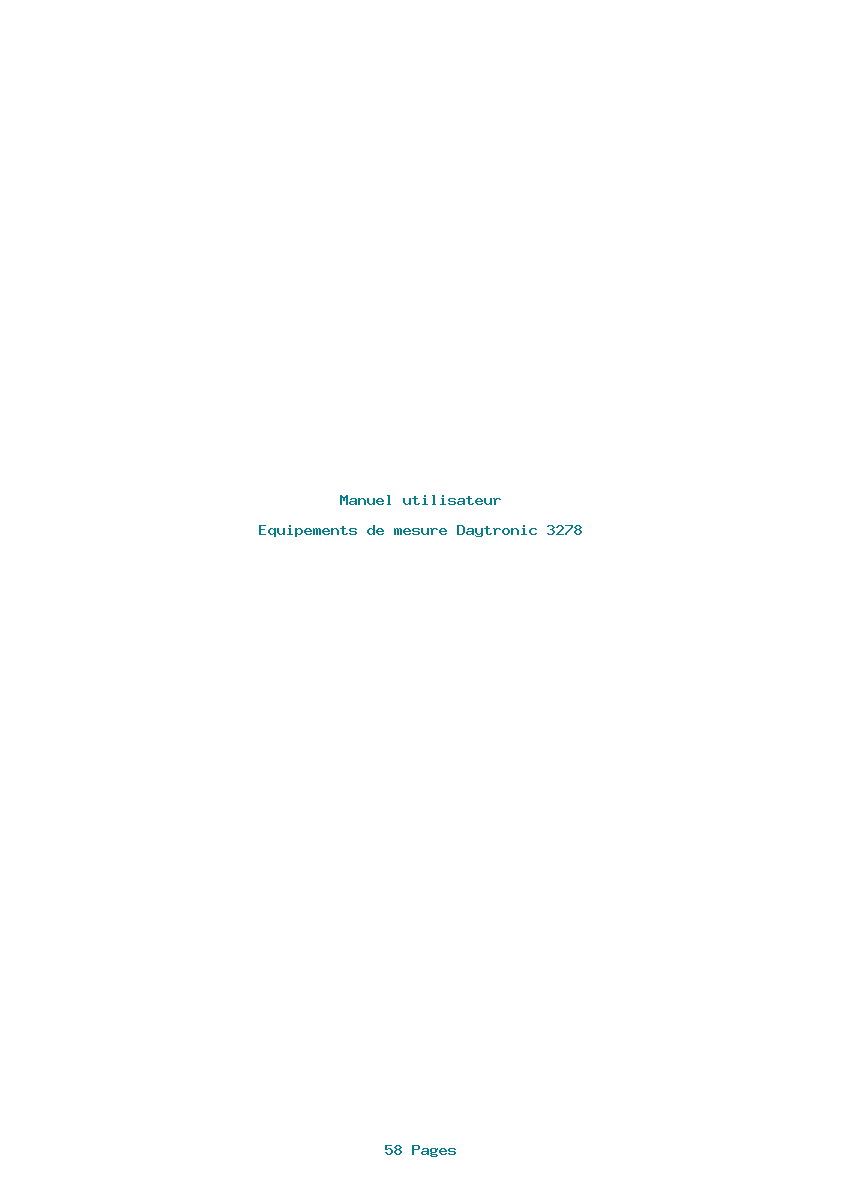 Page 1 de la notice Manuel utilisateur Daytronic 3278