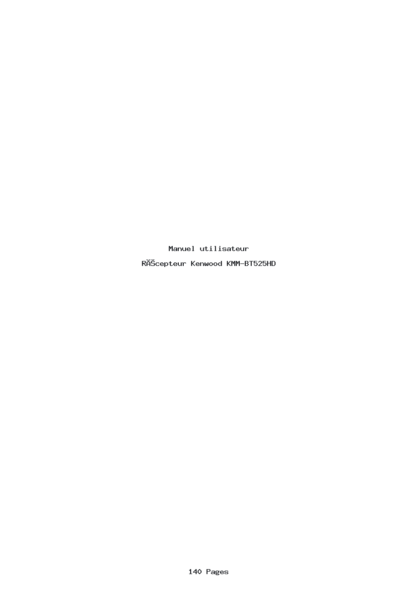 Page 1 de la notice Manuel utilisateur Kenwood KMM-BT525HD