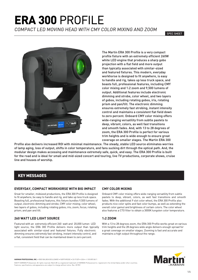 Page 1 de la notice Fiche technique Martin ERA 300 Profile