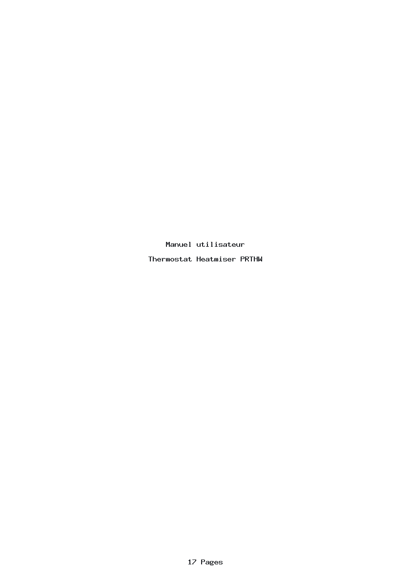 Page 1 de la notice Manuel utilisateur Heatmiser PRTHW