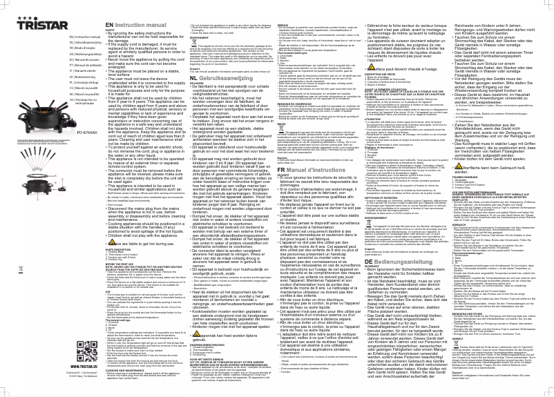 Page 1 de la notice Manuel utilisateur TriStar PD-8764AH