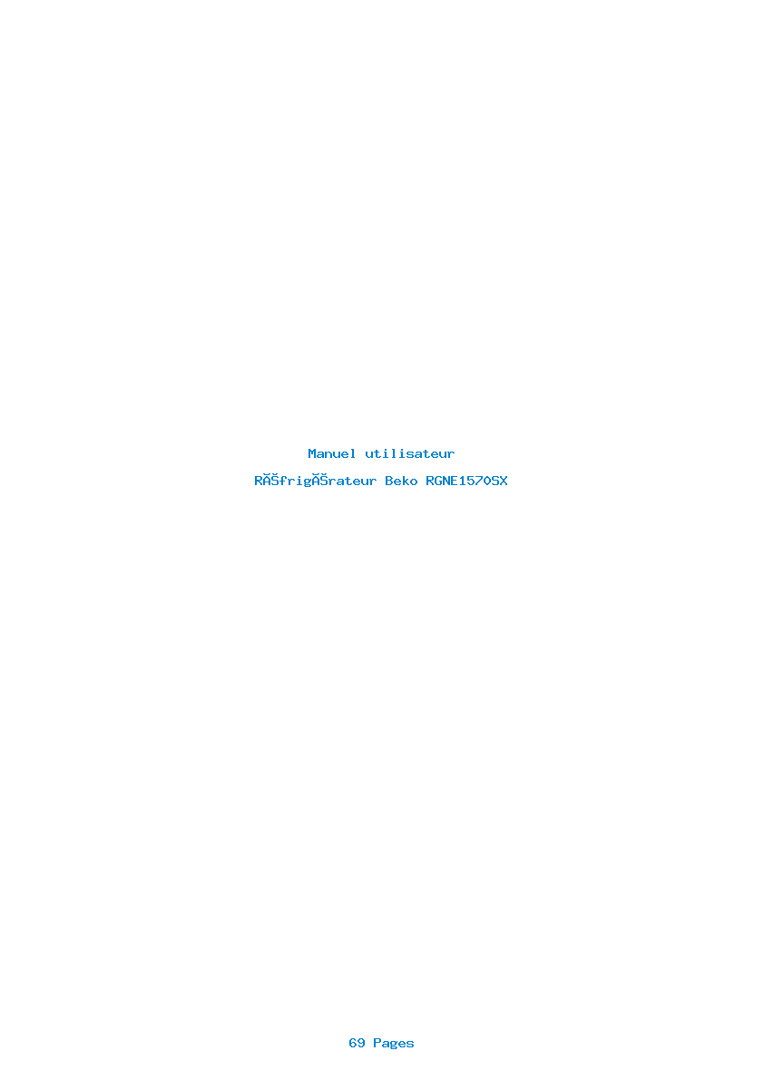 Page 1 de la notice Manuel utilisateur Beko RGNE1570SX