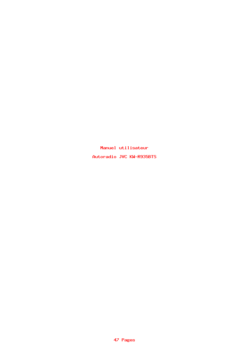 Page 1 de la notice Manuel utilisateur JVC KW-R935BTS