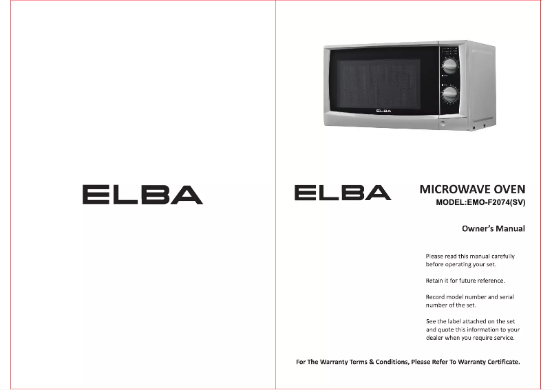 Page 1 de la notice Manuel utilisateur Elba EMO-F2074(SV)