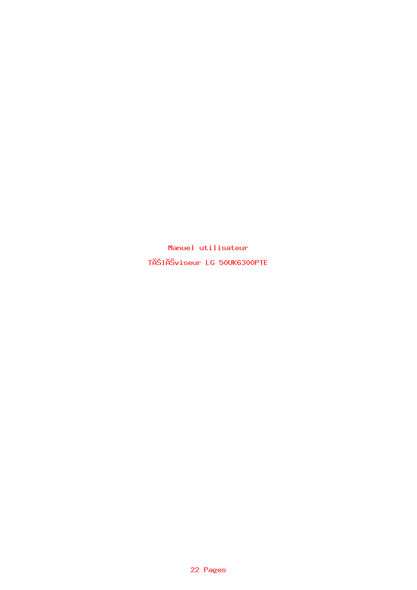 Page 1 de la notice Manuel utilisateur LG 50UK6300PTE
