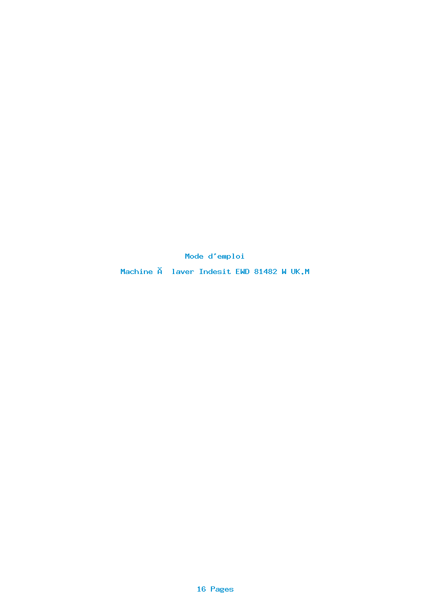Page 1 de la notice Mode d'emploi Indesit EWD 81482 W UK.M