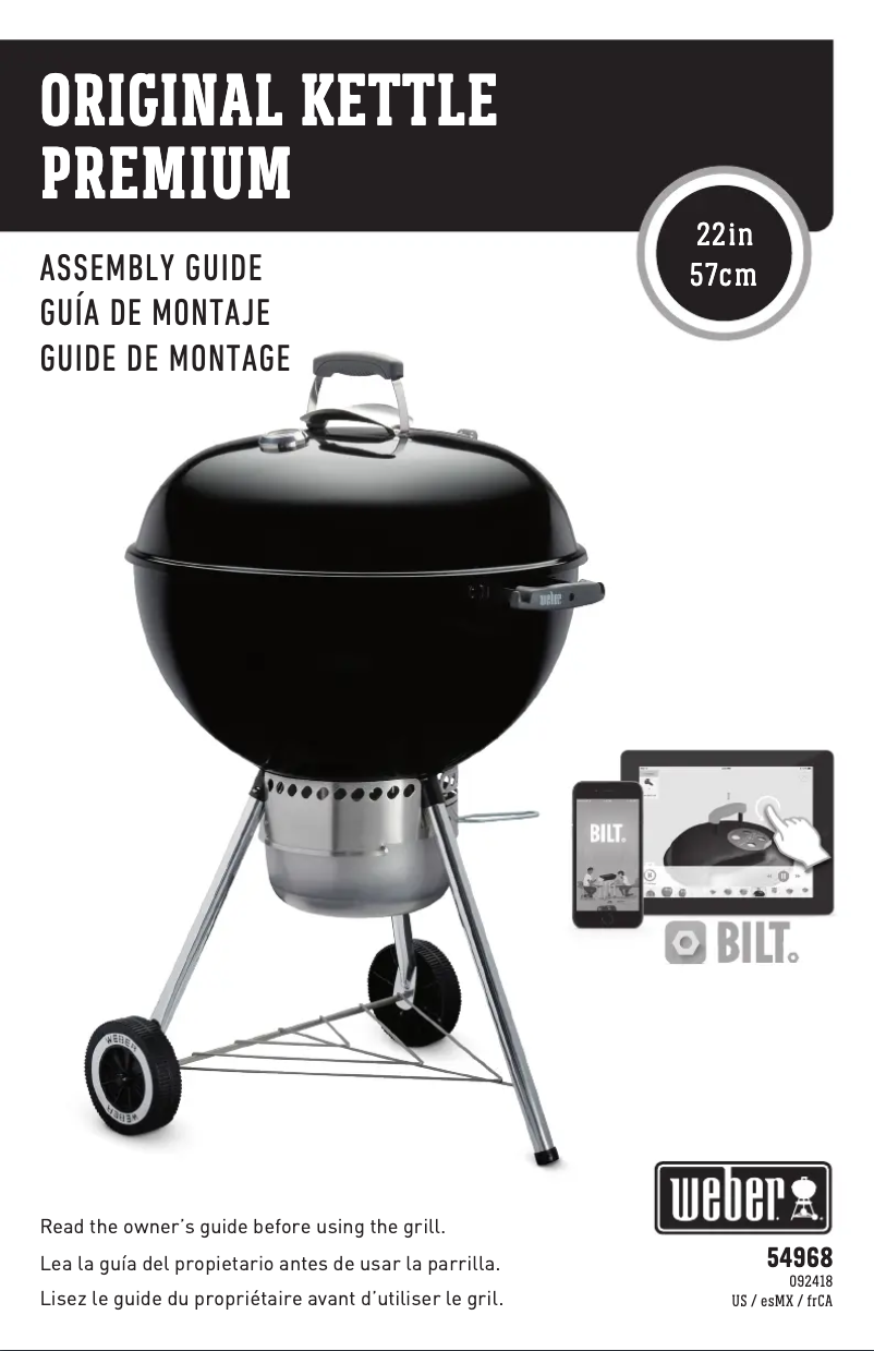 Page 1 de la notice Instructions / montage Weber Original Kettle Premium