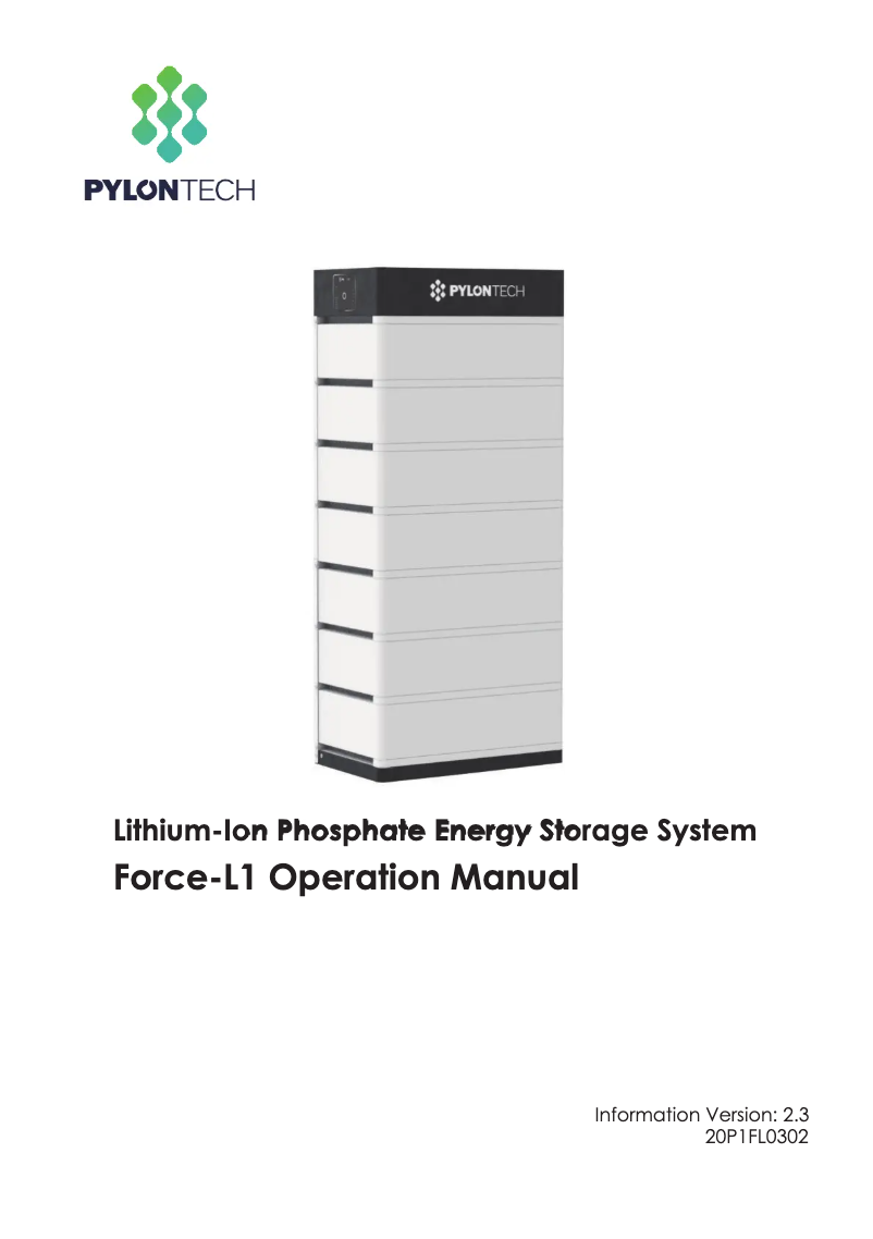 Página 1 del manual Manual de usuario Pylontech Force-L1
