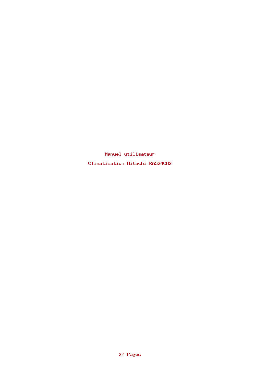 Page 1 de la notice Manuel utilisateur Hitachi RAS24CH2