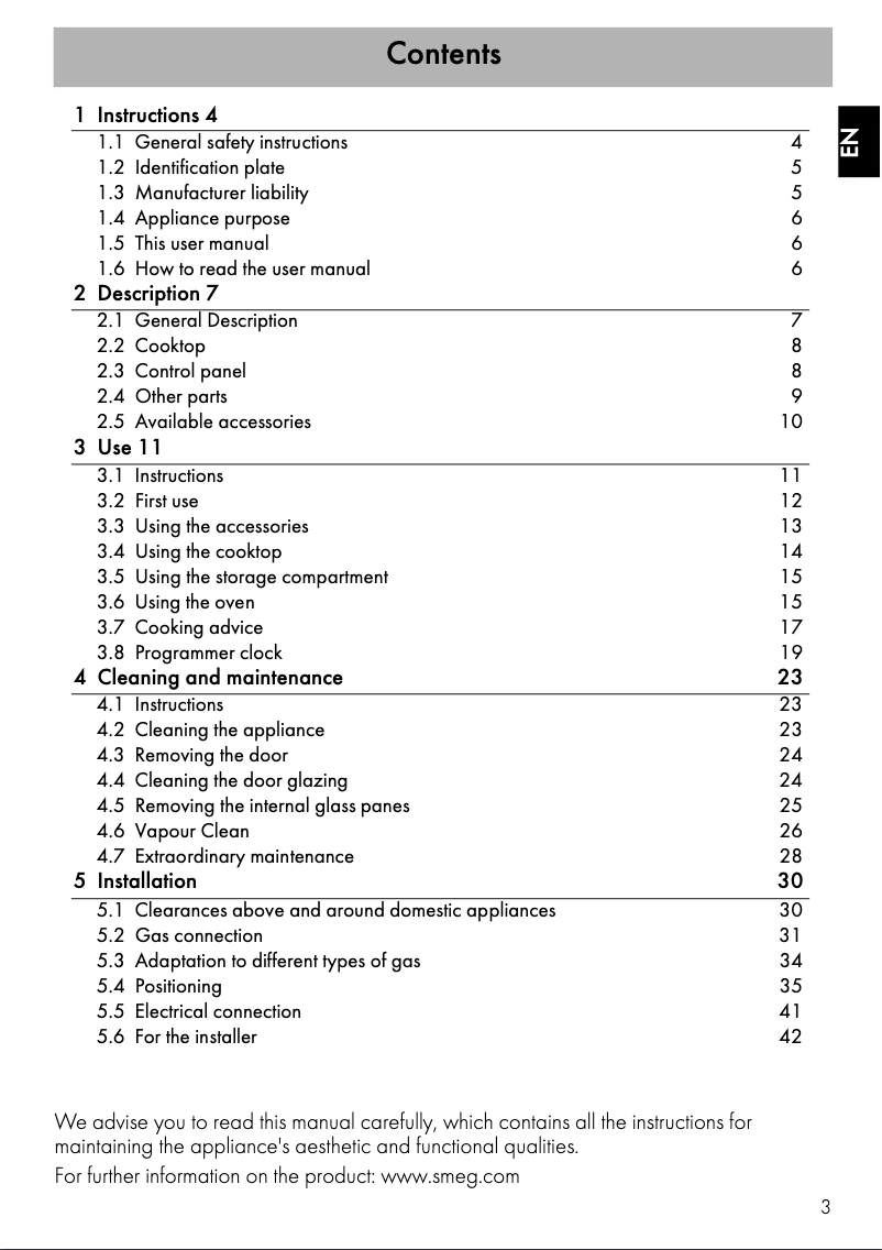 Página 1 del manual Manual de usuario Smeg CS95GMNNA