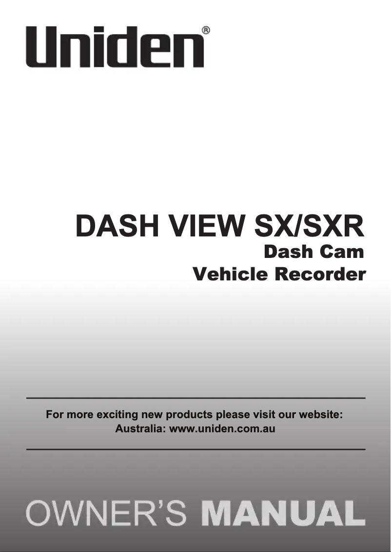 Page 1 de la notice Manuel utilisateur Uniden Dash View SXR