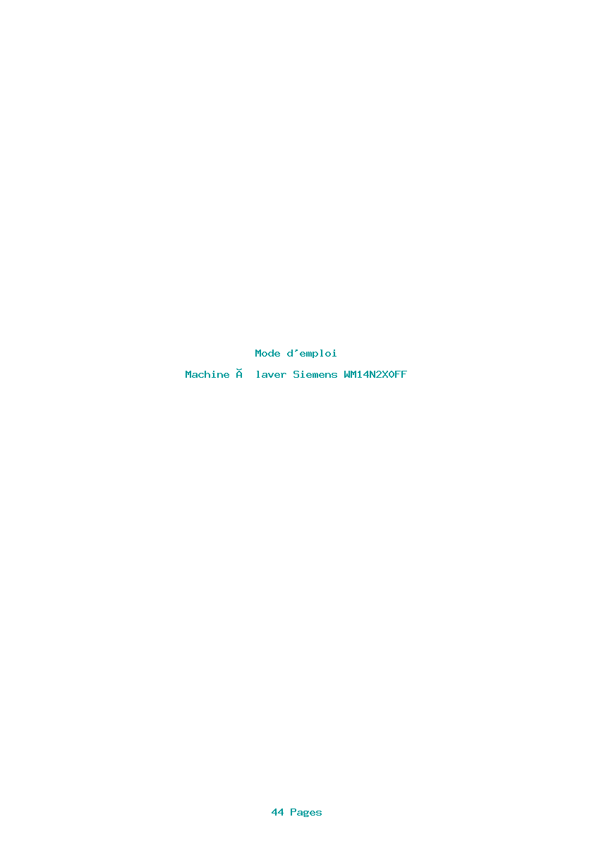 Page 1 de la notice Mode d'emploi Siemens WM14N2X0FF