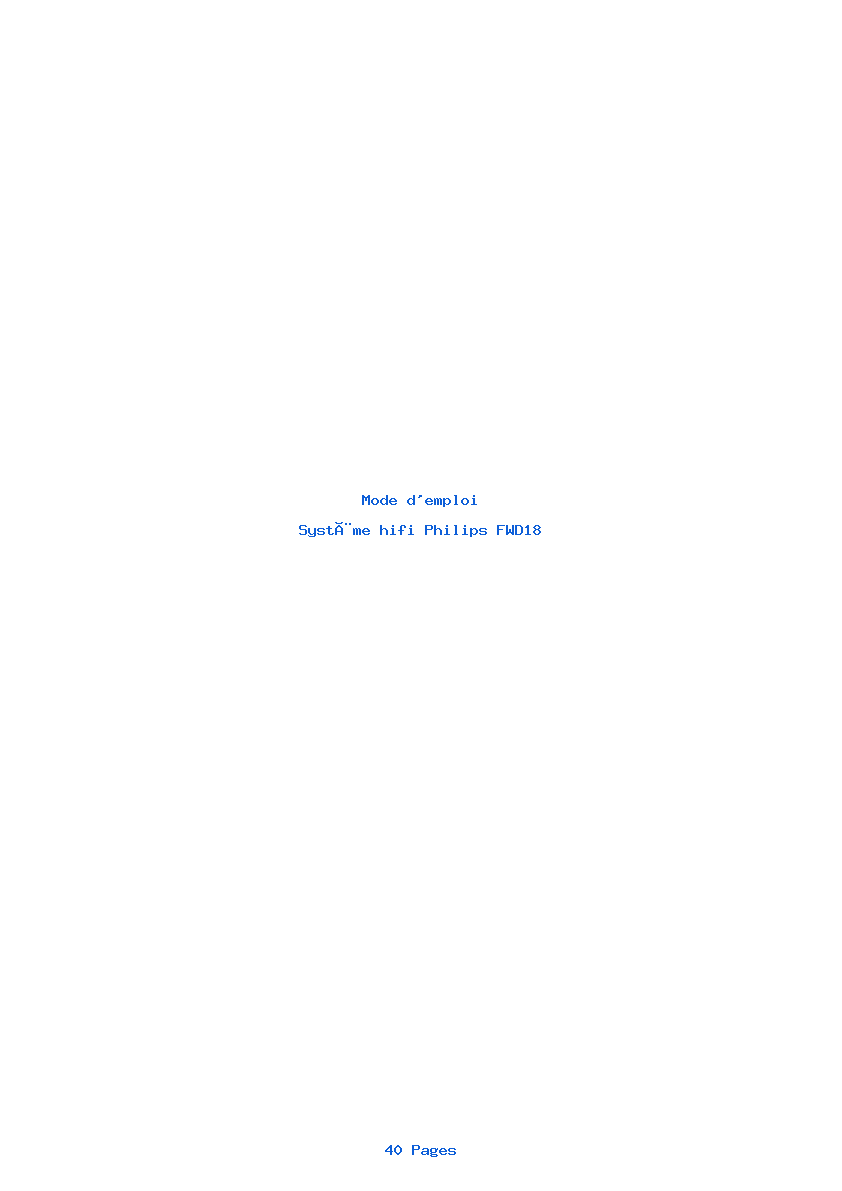 Page 1 de la notice Mode d'emploi Philips FWD18