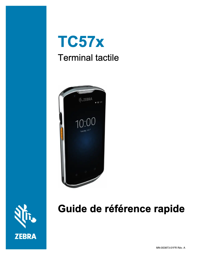 Page 1 de la notice Guide de démarrage rapide Zebra TC57