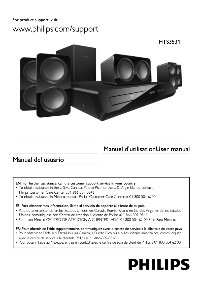 Page 1 de la notice Manuel utilisateur Philips Immersive Sound HTS3531