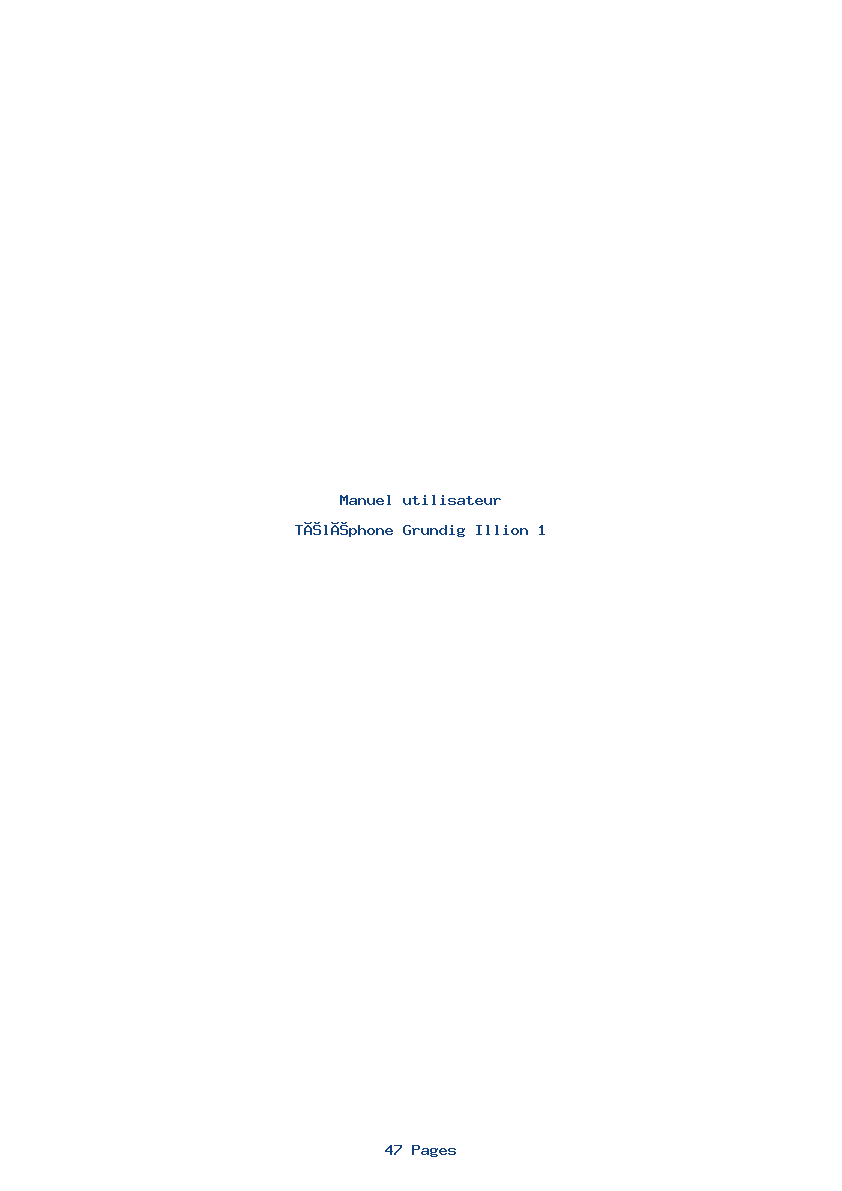 Page 1 de la notice Manuel utilisateur Grundig Illion 1