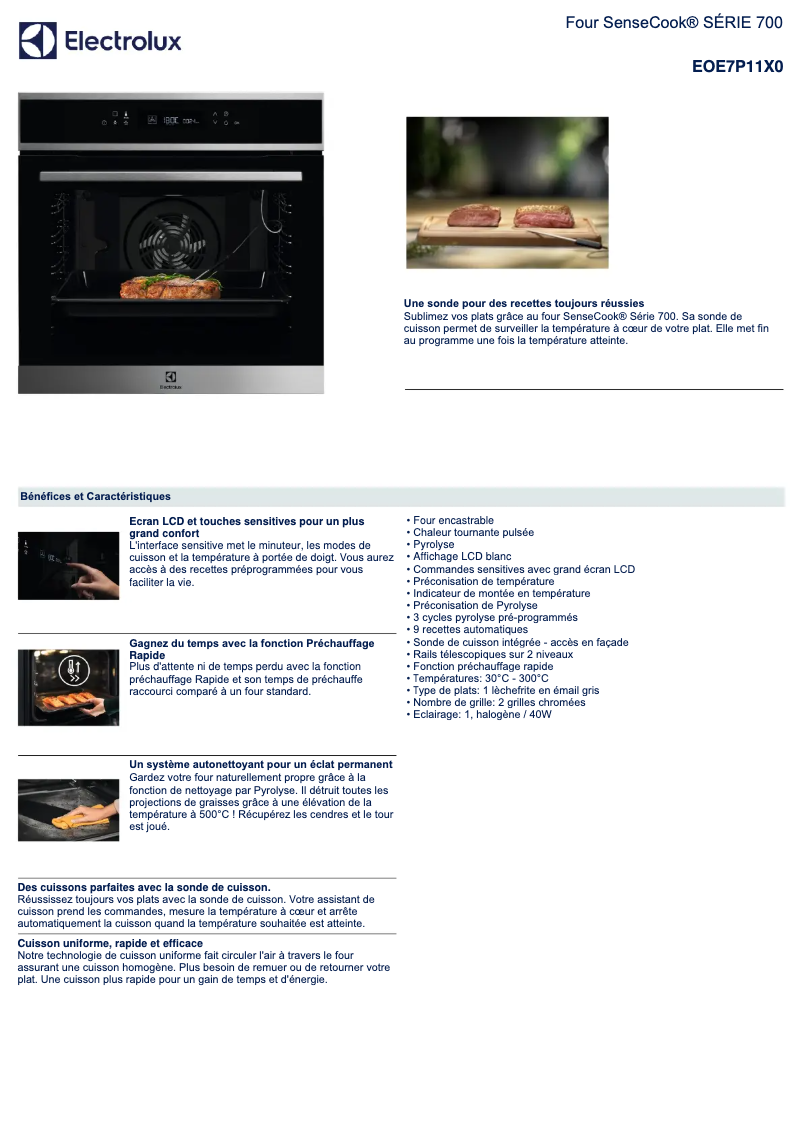 Página 1 del manual Ficha técnica Electrolux EOE7P11X0