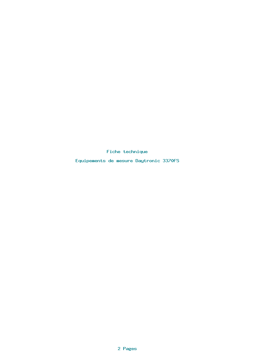 Page 1 de la notice Fiche technique Daytronic 3370FS
