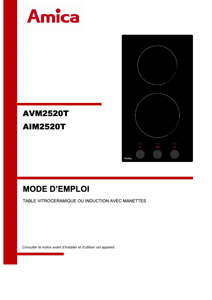 Page 1 de la notice Manuel utilisateur Amica AIM2520T