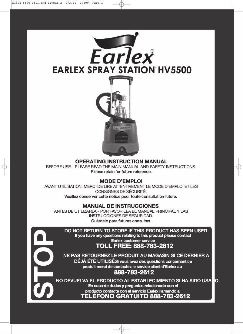 Page 1 de la notice Manuel utilisateur Earlex Spray Station 5500