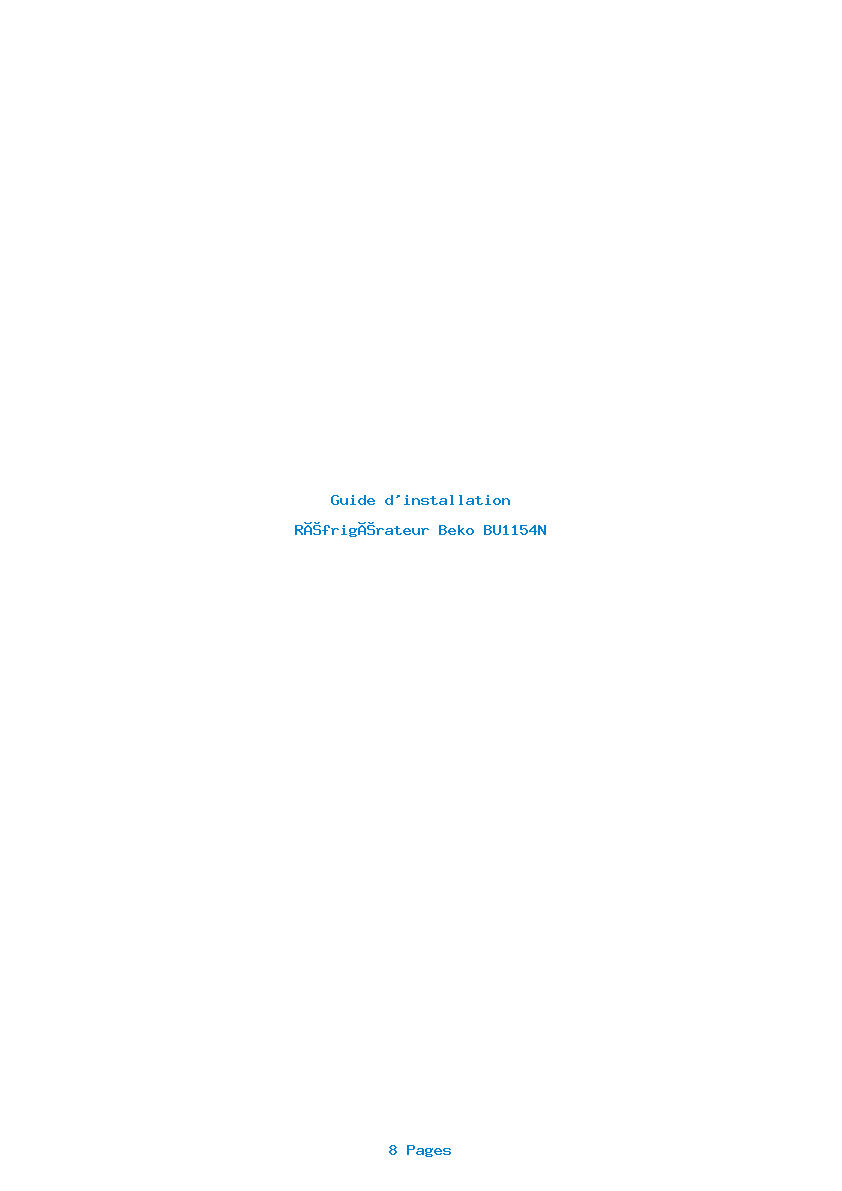 Page 1 de la notice Guide d'installation Beko BU1154N