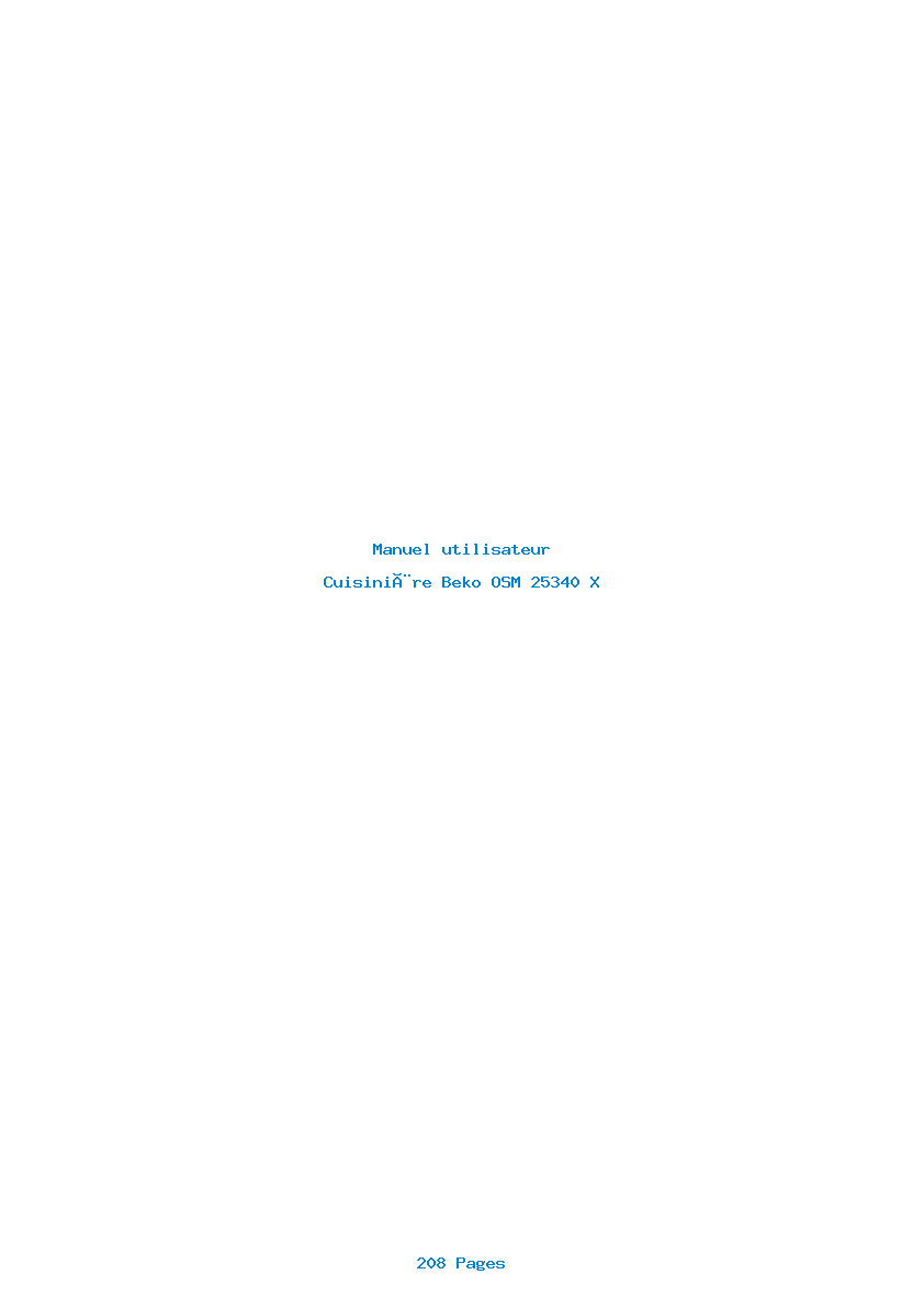 Page 1 de la notice Manuel utilisateur Beko OSM 25340 X
